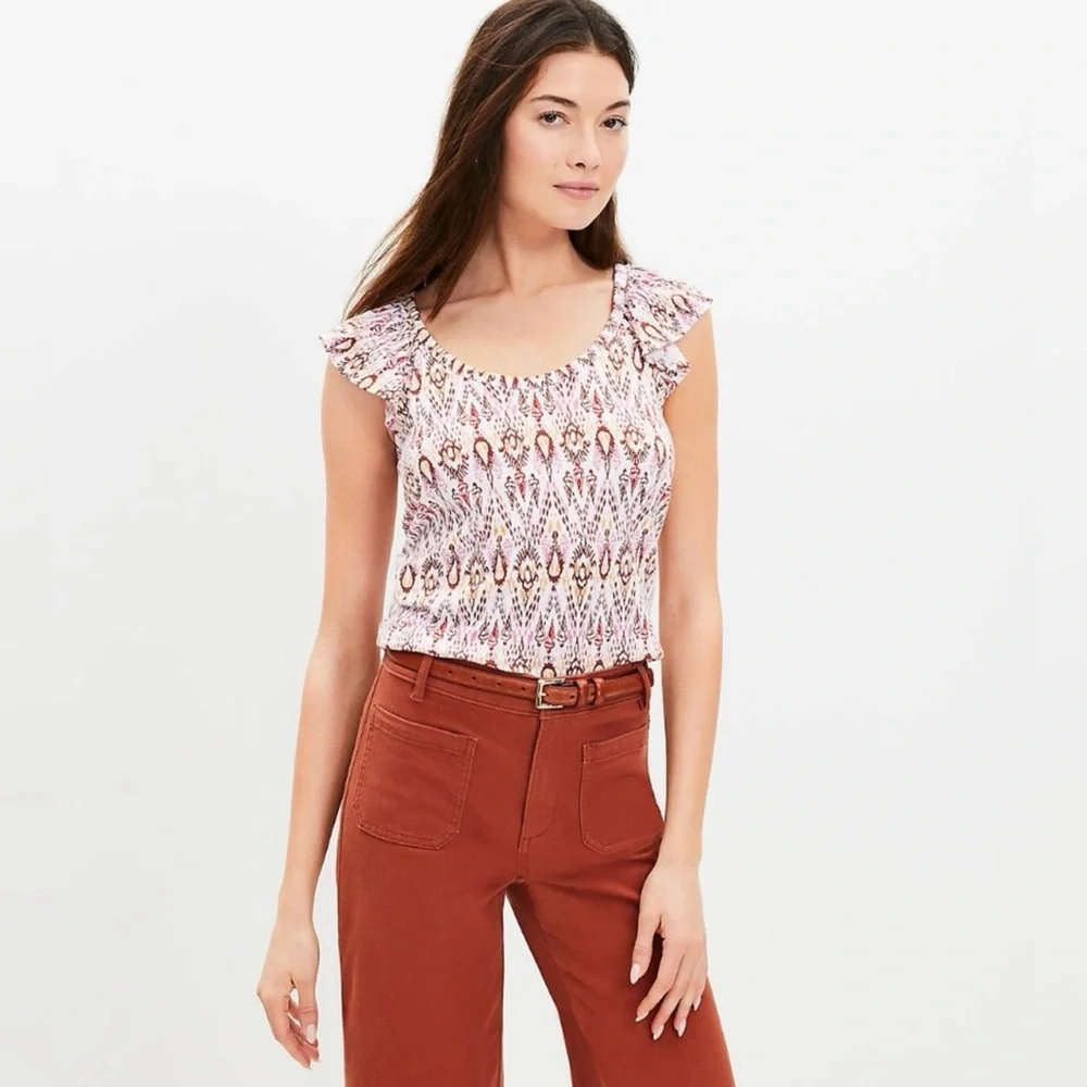 LOFT Ikat Ruffle Tank Top - Picture 2 of 4